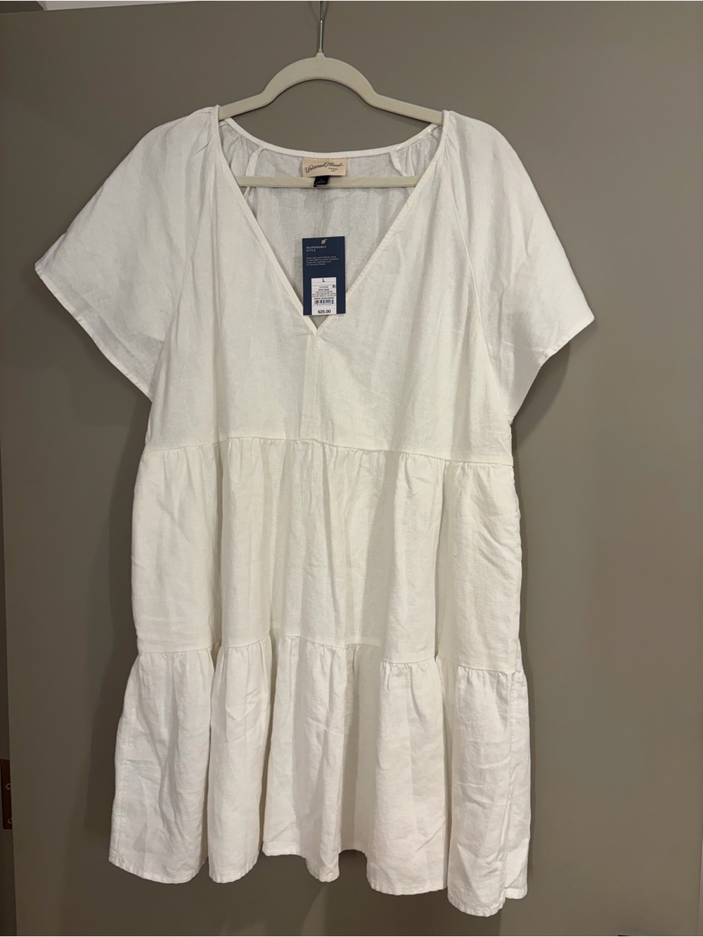 Universal Thread White V-Neck Tiered Mini Dress